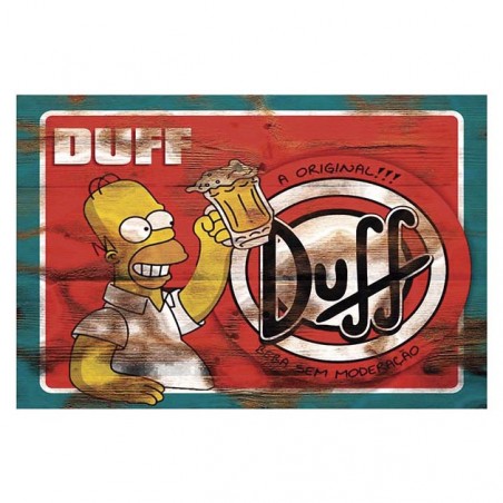 Placa Decorativa Homer Simpson e Duff Ilusão de Textura