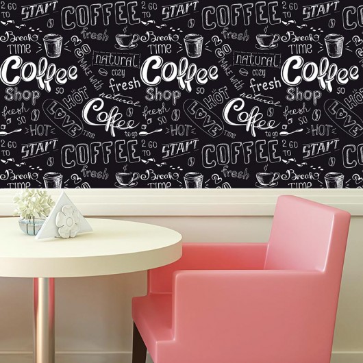 Papel de Parede Para Cozinha Love Coffee Preto e Branco, confira!