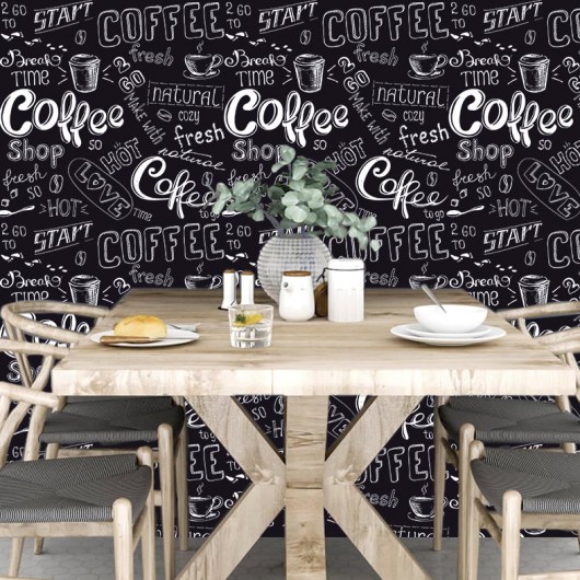 Papel de Parede Para Cozinha Love Coffee Preto e Branco, confira!