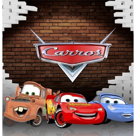 Mural de parede carros corrida de carro de desenho animado