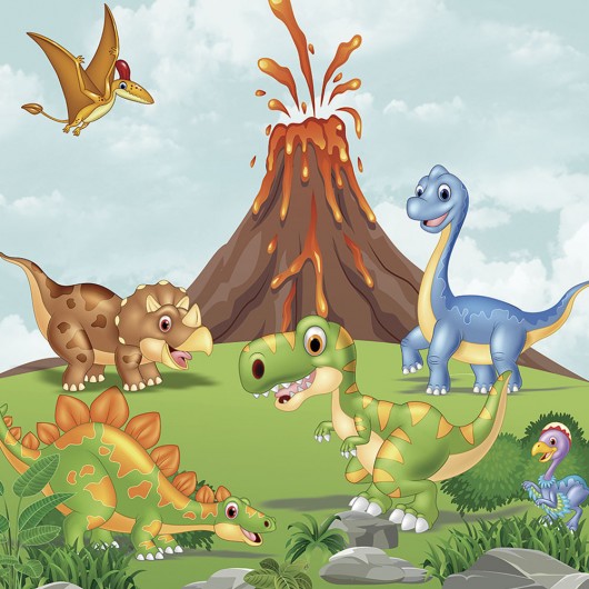 Papel de parede adesivo infantil dinossauros coloridos