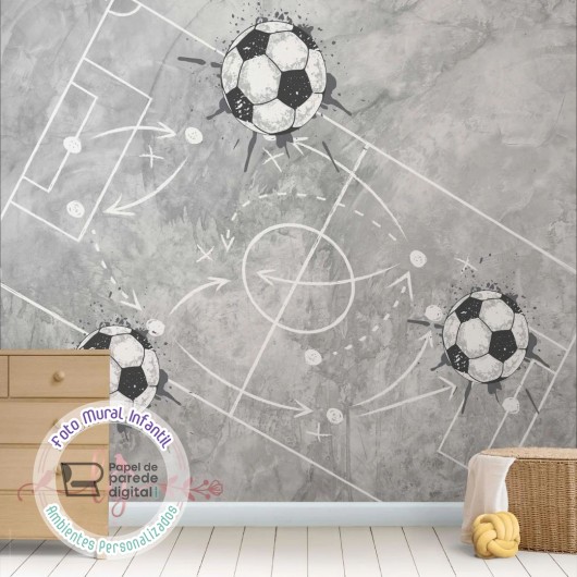 Papel de Parede Foto Mural Infantil Bola de Futebol Campo