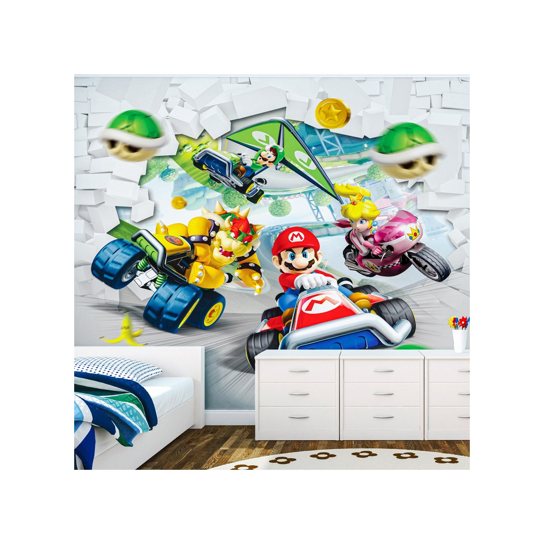 Papel de Parede Foto Mural Infantil Personagens Jogo Mário Bros