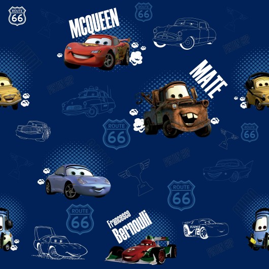 Papel de Parede Infantil Carros Relâmpago McQueen Azul Escuro Até 6x sem  juros