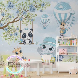 Quadro Decorativo Infantil Ursinho Panda Desenho Aquarela, Modelo  Exclusivo