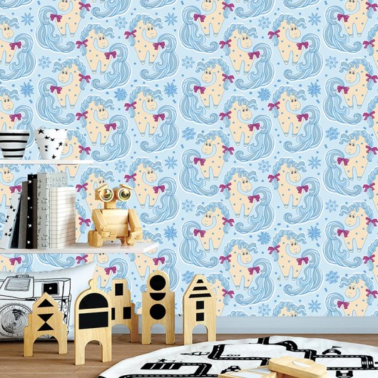 Papel De Parede Adesivo Infantil - Infantil Azul My Little Pony