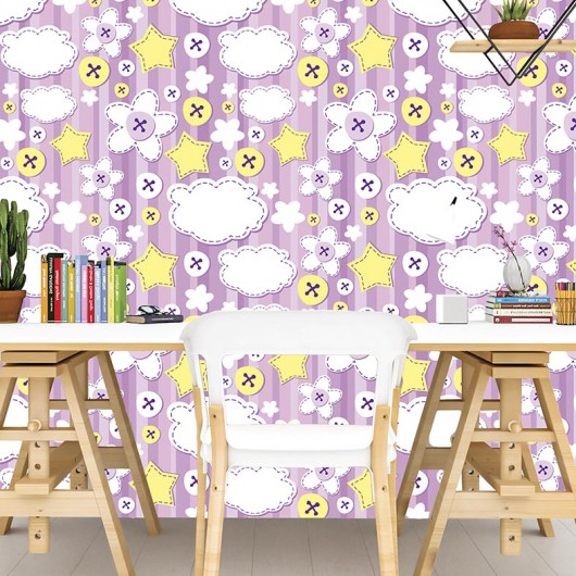 Papel de parede gatinhos kawaii lilás