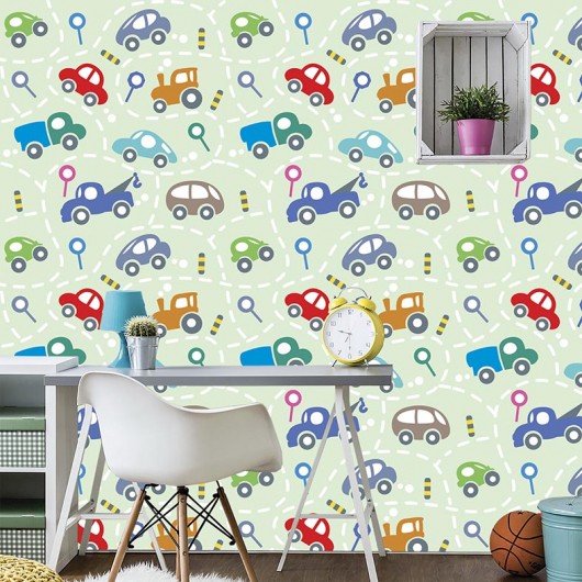 Papel De Parede Personalizado Adesivo Infantil Carrinhos Hot Wheels