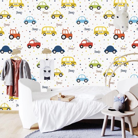 Papel de Parede infantil Tema Trator Carros Quarto de Menino