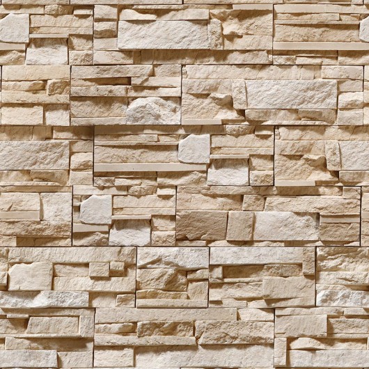 Papel Parede Muro Pedras Canjiquinha Sob Filetes Tons Claro