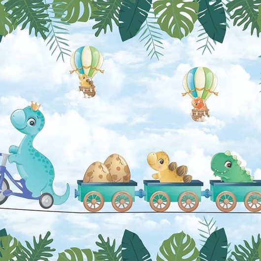 Papel de Parede Infantil Dinossauro Baby Aquarela Para Decorar Quarto