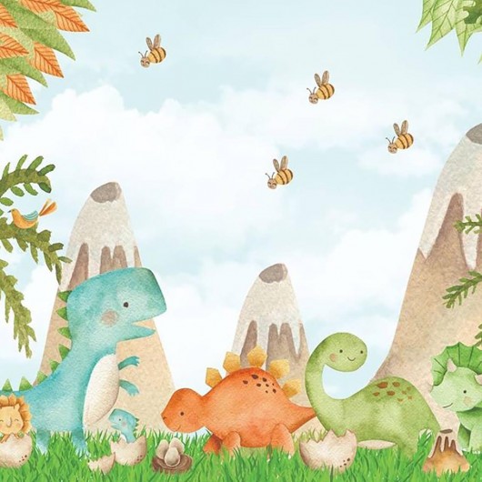 Papel de Parede Infantil Desenho Dinossauros-60x300cm