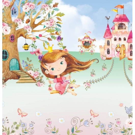 Papel De Parede Personalizado Castelo Princesas Em Aquarela