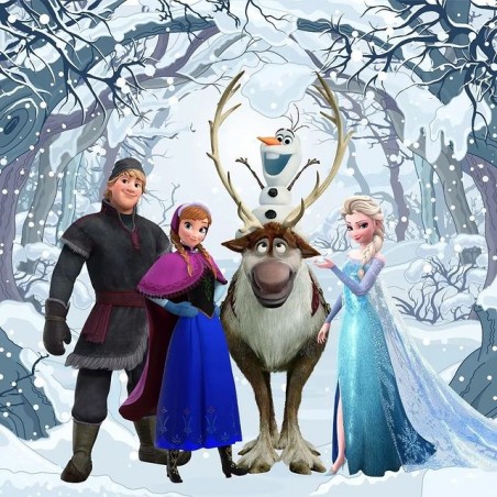 Papel de Parede Foto Mural Infantil Frozen Olaf, Elsa e Anna