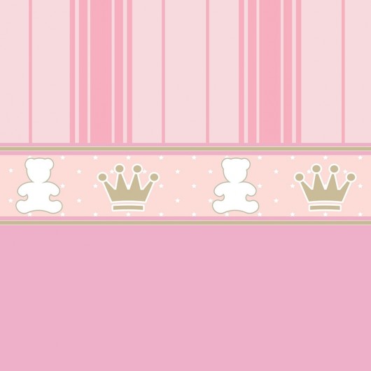 Papel de Parede Baby Meia Parede Rosa...