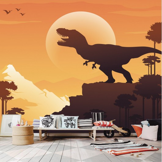 Papel de Parede Infantil Dinossauros Desenho T-Rex-60x300cm