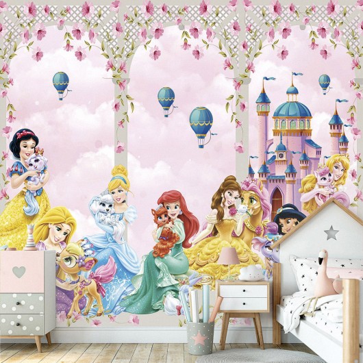 Papel De Parede Personalizado Castelo Princesas Em Aquarela